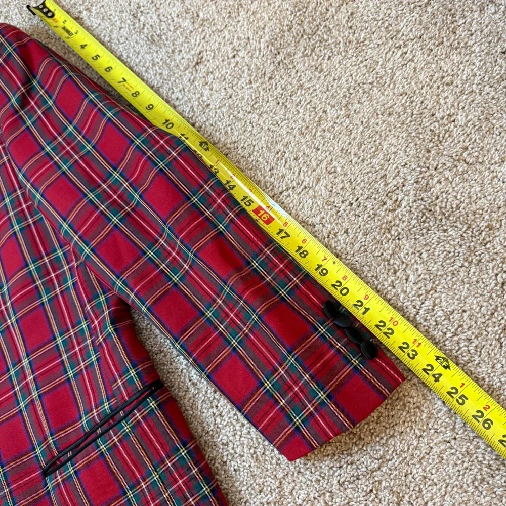 Jos. A. Bank Dinner Jacket Men 42S Red Plaid Wool Tuxedo Blazer Satin Peak Lapel